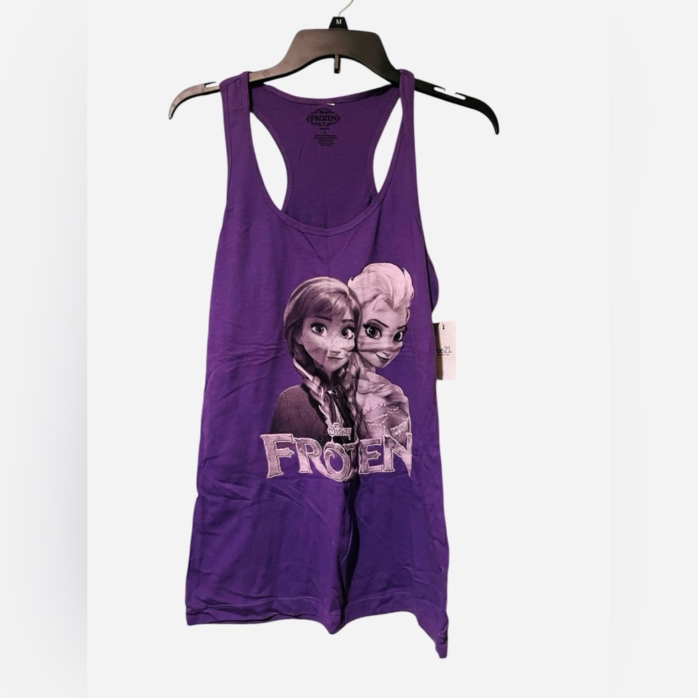 Disney’s Frozen Anna & Elsa Purple Graphic Racerback Sleeveless Top
